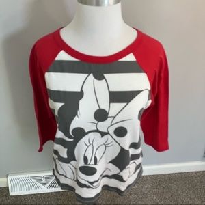 DISNEY Minnie Mouse Vintage Looking 3/4 Sleeve Raglan T-shirt Size M Medium Top